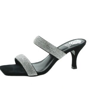 Vince Camuto Black Sandal with Silver Crystal Straps